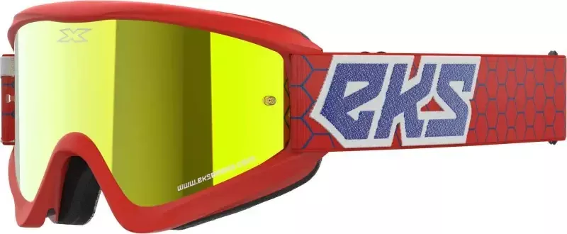 067-60525 EKS Brand Flat Out Mirror Goggle Rd/Wht/Blu Metallic Gold Mir