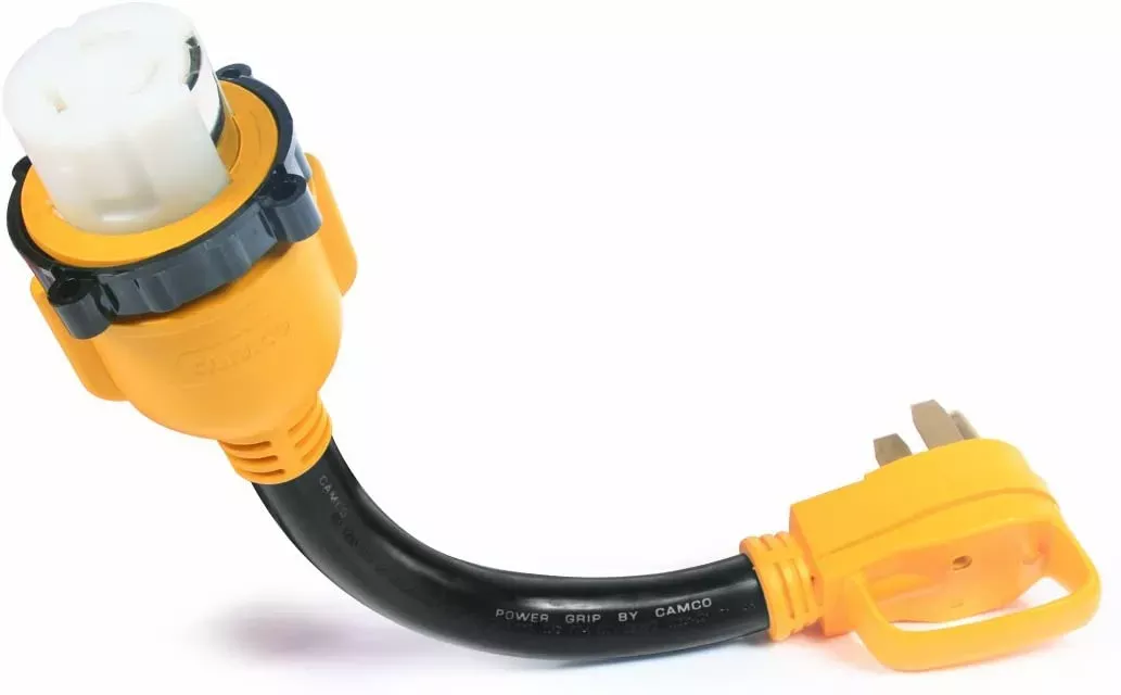 Camco 18 ” 14-50 50 AMP Standard PowerGrip Plug To SS2-50 50 AMP Locking Dogbone Adapter