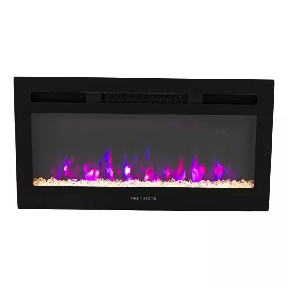 Greystone – 31 ” Black Electric RV Fireplace with Crystal Log Set | F31-18A | 2022302071