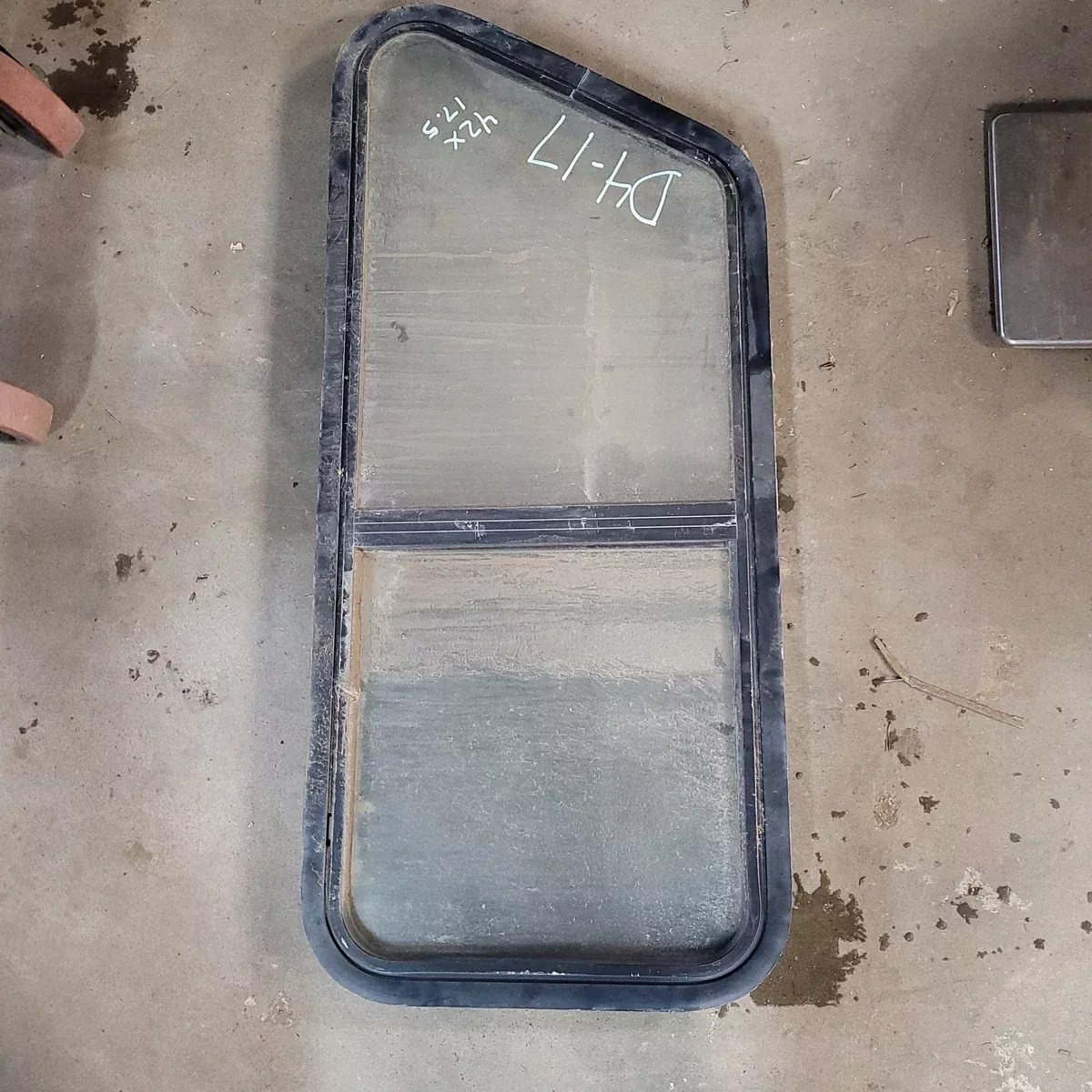 Used Black Slanted Radius Opening Window : 42 X 17 1/2 X 2" D